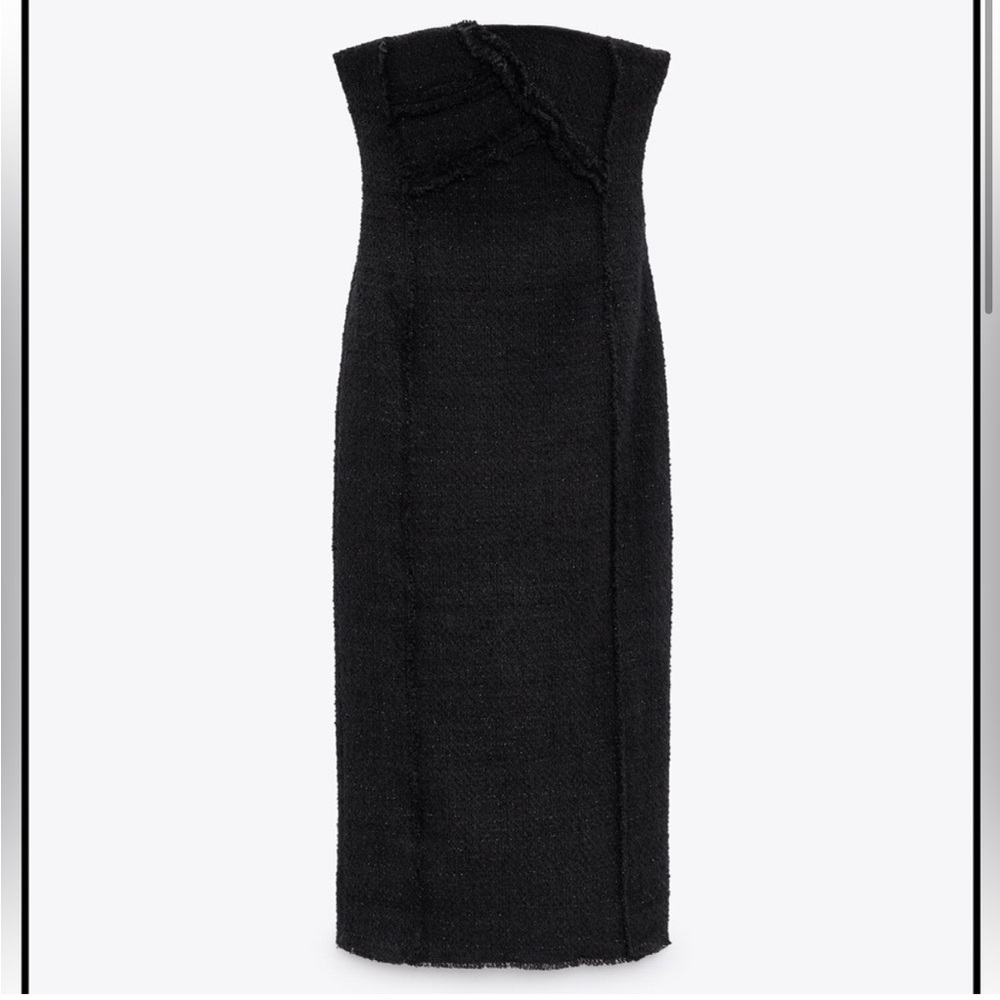Zara Studio Black Textured Midi Dress